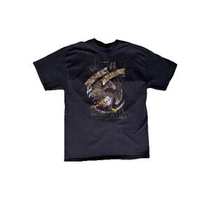Vintage Harley Davidson Black Cotton Biker Eagle Logo T-Shirt Size L